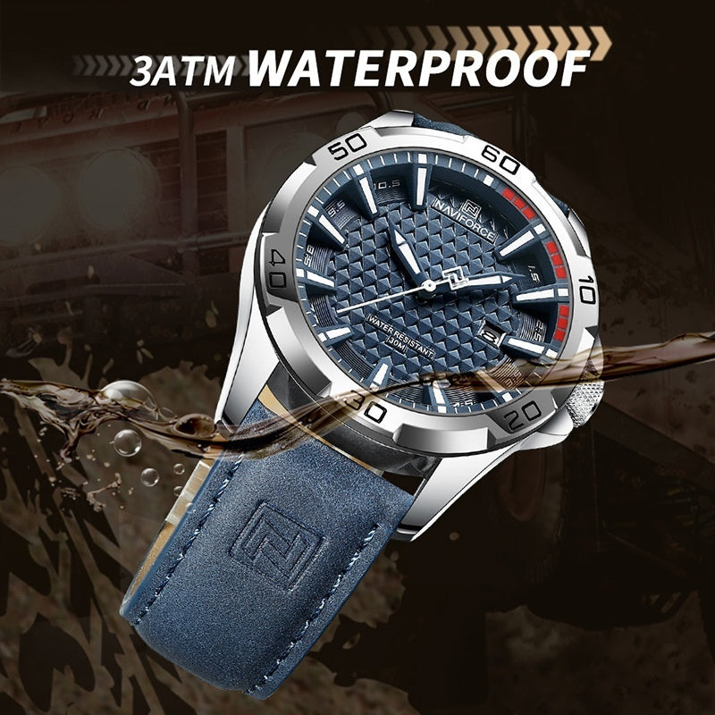 NAVIFORCE Brand Men Fashion Quartz Watches Male Leather Strap