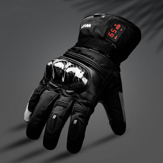 Real Leather Heating Gloves For Outdoor Riding And Skiing