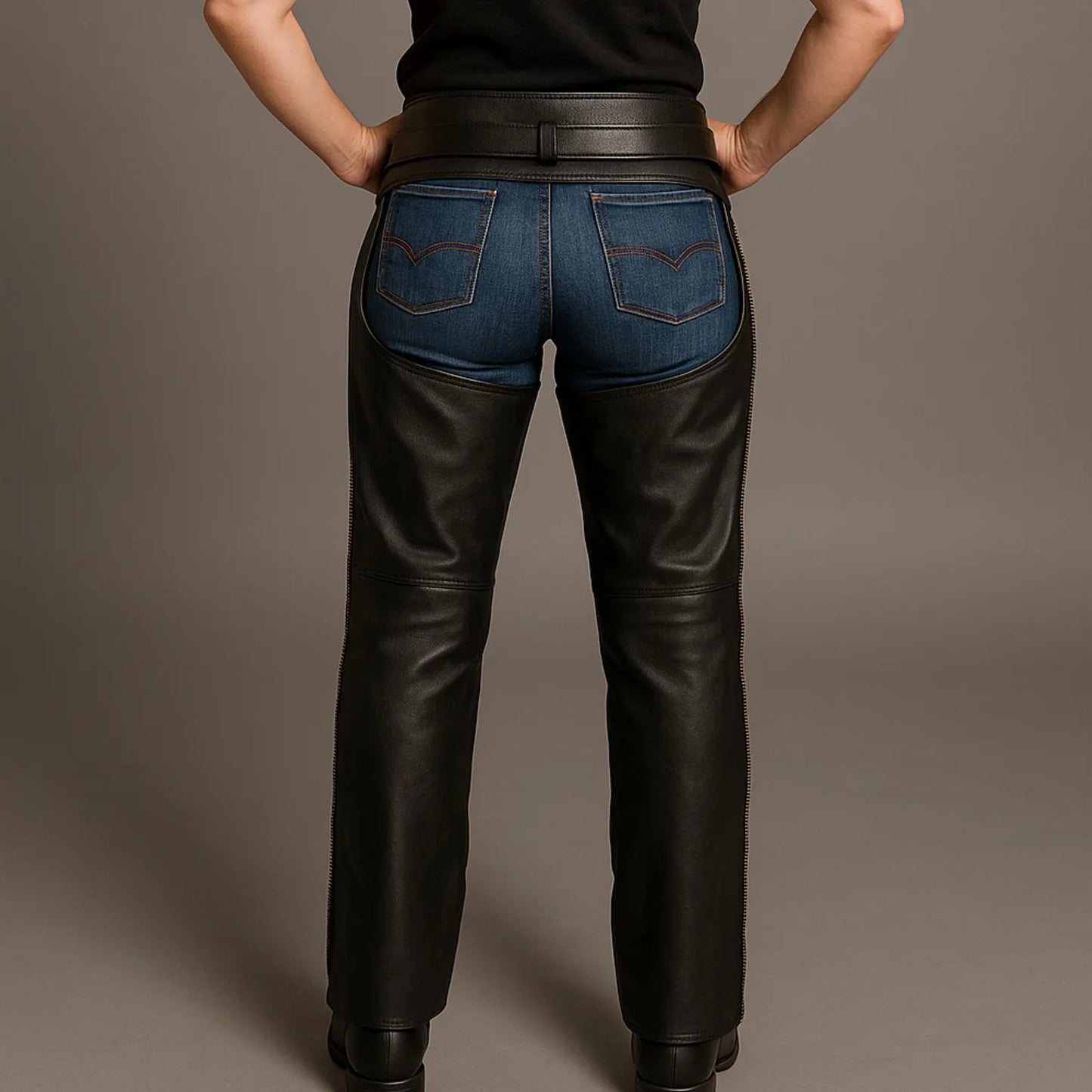 Women’s Handmade Genuine Leather Chaps – Western Cowgirl Riding Pants – High Waist Biker Style Rodeo Outfit – Festival Leather Leggings