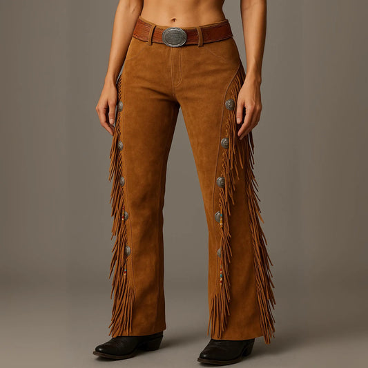 Vintage Western Fringe Leather Chaps | Cowgirl Rodeo Pants | Boho Festival Suede Chaps | Country Line Dance Outfit | Cowboy Costume